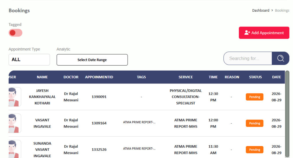 3. Appointment Scheduling & Bookings