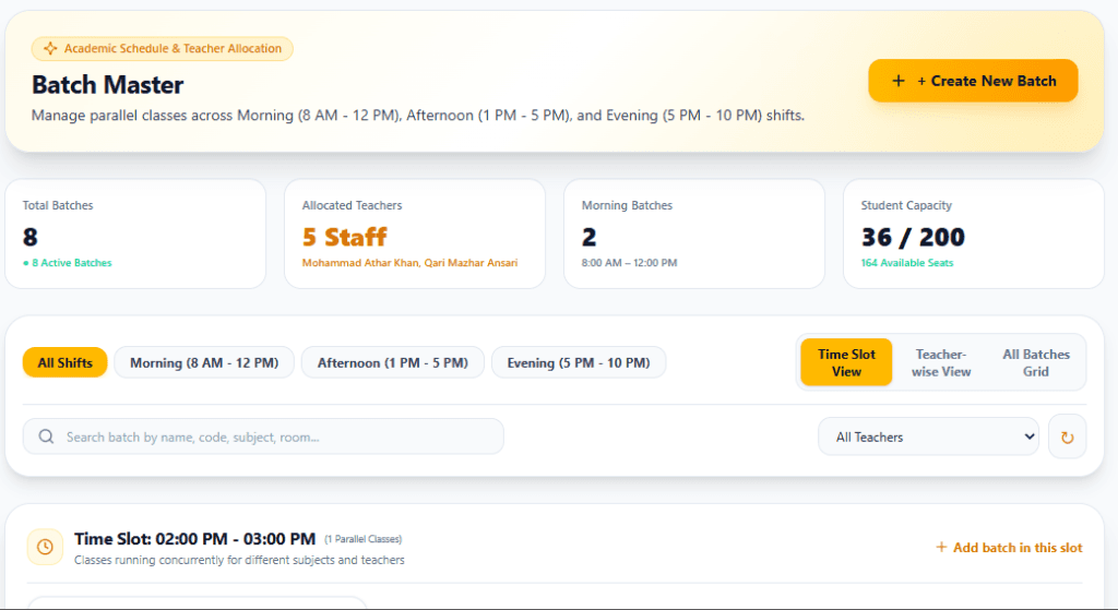 1. Batch Master & Class Scheduling